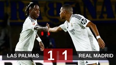 Kết quả Las Palmas 1-1 Real Madrid: Mbappe lại tịt ngòi, Los Blancos hòa thất vọng